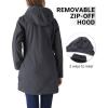 Outdoor Ventures Women’s Softshell Jacket with Removable Hood Fleece Lined Windbreaker Insulated Long Warm Rain Jacket(Dark Grey Heather)