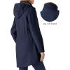 Outdoor Ventures Women’s Softshell Jacket with Removable Hood Fleece Lined Windbreaker Insulated Long Warm Rain Jacket(Deep Blue)