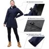 Outdoor Ventures Women’s Softshell Jacket with Removable Hood Fleece Lined Windbreaker Insulated Long Warm Rain Jacket(Deep Blue)