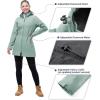 Outdoor Ventures Women’s Softshell Jacket with Removable Hood Fleece Lined Windbreaker Insulated Long Warm Rain Jacket(Green)