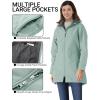 Outdoor Ventures Women’s Softshell Jacket with Removable Hood Fleece Lined Windbreaker Insulated Long Warm Rain Jacket(Green)