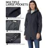 Outdoor Ventures Women’s Softshell Jacket with Removable Hood Fleece Lined Windbreaker Insulated Long Warm Rain Jacket(Grey)