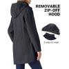 Outdoor Ventures Women’s Softshell Jacket with Removable Hood Fleece Lined Windbreaker Insulated Long Warm Rain Jacket(Grey)