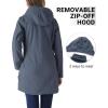Outdoor Ventures Women’s Softshell Jacket with Removable Hood Fleece Lined Windbreaker Insulated Long Warm Rain Jacket(Grey Blue Heather)