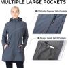 Outdoor Ventures Women’s Softshell Jacket with Removable Hood Fleece Lined Windbreaker Insulated Long Warm Rain Jacket(Grey Blue Heather)