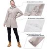 Outdoor Ventures Women’s Softshell Jacket with Removable Hood Fleece Lined Windbreaker Insulated Long Warm Rain Jacket(Khaki)