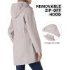 Outdoor Ventures Women’s Softshell Jacket with Removable Hood Fleece Lined Windbreaker Insulated Long Warm Rain Jacket(Khaki)