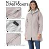 Outdoor Ventures Women’s Softshell Jacket with Removable Hood Fleece Lined Windbreaker Insulated Long Warm Rain Jacket(Khaki)