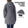 Outdoor Ventures Women’s Softshell Jacket with Removable Hood Fleece Lined Windbreaker Insulated Long Warm Rain Jacket(Mid Grey)