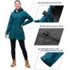 Outdoor Ventures Women’s Softshell Jacket with Removable Hood Fleece Lined Windbreaker Insulated Long Warm Rain Jacket(Modern Blue)