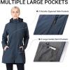 Outdoor Ventures Women’s Softshell Jacket with Removable Hood Fleece Lined Windbreaker Insulated Long Warm Rain Jacket(Navy Heather)
