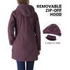 Outdoor Ventures Women’s Softshell Jacket with Removable Hood Fleece Lined Windbreaker Insulated Long Warm Rain Jacket(Purplish Red Heather)