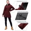 Outdoor Ventures Women’s Softshell Jacket with Removable Hood Fleece Lined Windbreaker Insulated Long Warm Rain Jacket(Wine)
