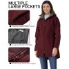 Outdoor Ventures Women’s Softshell Jacket with Removable Hood Fleece Lined Windbreaker Insulated Long Warm Rain Jacket(Wine)