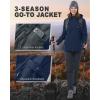 Outdoor Ventures Women’s Softshell Jacket with Removable Hood, Insulated Windbreaker Waterproof Warm Fleece Lined Coat(Dark Blue)