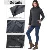 Outdoor Ventures Women’s Softshell Jacket with Removable Hood, Insulated Windbreaker Waterproof Warm Fleece Lined Coat(Dark Grey-check)