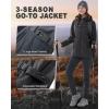 Outdoor Ventures Women’s Softshell Jacket with Removable Hood, Insulated Windbreaker Waterproof Warm Fleece Lined Coat(Dimgrey Melange)