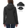 Outdoor Ventures Women’s Softshell Jacket with Removable Hood, Insulated Windbreaker Waterproof Warm Fleece Lined Coat(Dimgrey Melange)