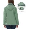 Outdoor Ventures Women’s Softshell Jacket with Removable Hood, Insulated Windbreaker Waterproof Warm Fleece Lined Coat(Light Green)