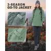 Outdoor Ventures Women’s Softshell Jacket with Removable Hood, Insulated Windbreaker Waterproof Warm Fleece Lined Coat(Light Green)