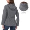 Outdoor Ventures Women’s Softshell Jacket with Removable Hood, Insulated Windbreaker Waterproof Warm Fleece Lined Coat(Light Grey Heather)