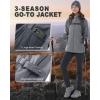 Outdoor Ventures Women’s Softshell Jacket with Removable Hood, Insulated Windbreaker Waterproof Warm Fleece Lined Coat(Light Grey Heather)