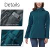 Outdoor Ventures Women’s Softshell Jacket with Removable Hood, Insulated Windbreaker Waterproof Warm Fleece Lined Coat(Modern Blue)