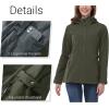 Outdoor Ventures Women’s Softshell Jacket with Removable Hood, Insulated Windbreaker Waterproof Warm Fleece Lined Coat(Olive Green)