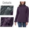 Outdoor Ventures Women’s Softshell Jacket with Removable Hood, Insulated Windbreaker Waterproof Warm Fleece Lined Coat(Purple)