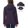 Outdoor Ventures Women’s Softshell Jacket with Removable Hood, Insulated Windbreaker Waterproof Warm Fleece Lined Coat(Purple)