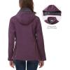 Outdoor Ventures Women’s Softshell Jacket with Removable Hood, Insulated Windbreaker Waterproof Warm Fleece Lined Coat(Purplish Red Heather)