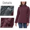Outdoor Ventures Women’s Softshell Jacket with Removable Hood, Insulated Windbreaker Waterproof Warm Fleece Lined Coat(Wine)