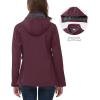 Outdoor Ventures Women’s Softshell Jacket with Removable Hood, Insulated Windbreaker Waterproof Warm Fleece Lined Coat(Wine)