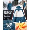 Outdoor Ventures Women’s Waterproof Fleece Lined Winter Coat Parka Removable Hood Warm Long Insulated Thicken Puffer Jacket(Modern Blue)