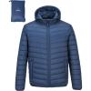 Outdoor Ventures Men’s Lightweight Packable Hooded Puffer Jacket Insulated Winter Coat for Snow Ski Traveling(Collegiate Navy(fold in Pocket))