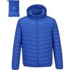 Outdoor Ventures Men’s Lightweight Packable Hooded Puffer Jacket Insulated Winter Coat for Snow Ski Traveling(Loyal Blue(fold in Pocket Or Bag))