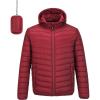 Outdoor Ventures Men’s Lightweight Packable Hooded Puffer Jacket Insulated Winter Coat for Snow Ski Traveling(Mountain Red(fold in Bag))