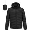 Outdoor Ventures Men’s Lightweight Packable Hooded Puffer Jacket Insulated Winter Coat for Snow Ski Traveling(New Black(fold in Bag))