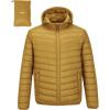 Outdoor Ventures Men’s Lightweight Packable Hooded Puffer Jacket Insulated Winter Coat for Snow Ski Traveling(Palm Yellow(fold in Pocket))