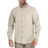 Outdoor Ventures Men’s Long Sleeve Hiking Shirt UPF 50 UV Sun Protection Shirt Cooling Quick Dry for Travel Fishing Safari(Khaki)