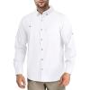 Outdoor Ventures Men’s Long Sleeve Hiking Shirt UPF 50 UV Sun Protection Shirt Cooling Quick Dry for Travel Fishing Safari(White)