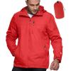 Outdoor Ventures Men’s Packable Rain Jacket Waterproof Lightweight Raincoat with Hood Windproof Cycling Jackets(Bright Red)