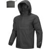 Outdoor Ventures Men’s Rain Jacket Waterproof Lightweight Packable Rain Pullover for Hiking Golf Running(Black)
