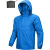 Outdoor Ventures Men’s Rain Jacket Waterproof Lightweight Packable Rain Pullover for Hiking Golf Running(Bright Blue)
