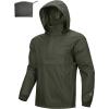 Outdoor Ventures Men’s Rain Jacket Waterproof Lightweight Packable Rain Pullover for Hiking Golf Running(Green)