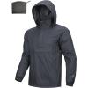 Outdoor Ventures Men’s Rain Jacket Waterproof Lightweight Packable Rain Pullover for Hiking Golf Running(Grey)