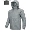 Outdoor Ventures Men’s Rain Jacket Waterproof Lightweight Packable Rain Pullover for Hiking Golf Running(Light Grey)