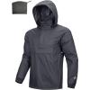 Outdoor Ventures Men’s Rain Jacket Waterproof Lightweight Packable Rain Pullover for Hiking Golf Running(Mid Grey)