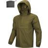 Outdoor Ventures Men’s Rain Jacket Waterproof Lightweight Packable Rain Pullover for Hiking Golf Running(Olive)