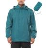Outdoor Ventures Men’s Rain Jacket Waterproof Lightweight Packable Rain Shell Raincoat with Hood for Golf Hiking Travel(Cadet Blue)